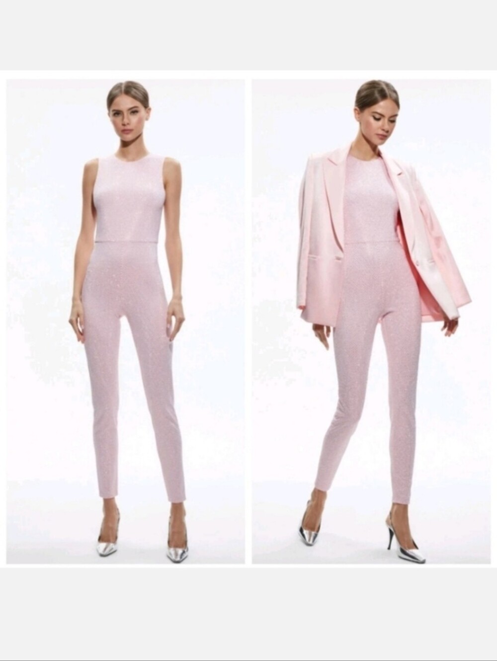 Alice + Olivia Light Pink Embellished Sleeveless Jumpsuit Size 8 NWT - Picture 4 of 16